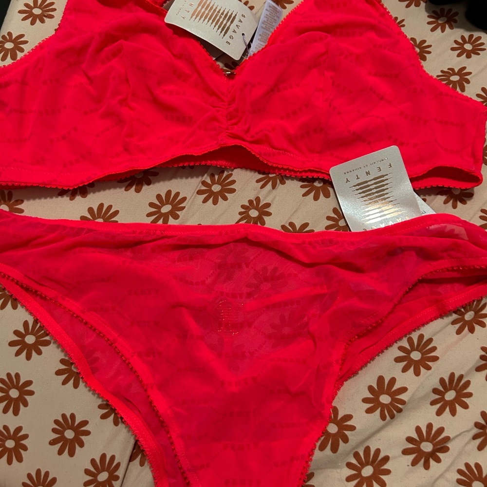 Savage X Vibrant Pink Lace Bra Set